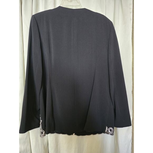 Justin Taylor Woman's Size 14 Black Lined , Beaded, Ebellished Blazer, Jacket - Picture 8 of 9